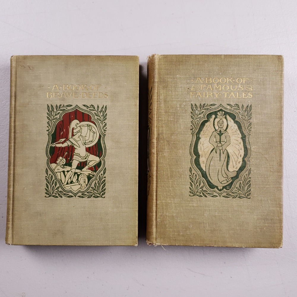 1902 Young Folks Library Books Famous Fairy Tales Brave Deeds Vol III X Set 2